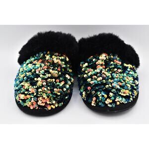 UGG SCUFFETTE II STELLAR SEQUIN SPARKLE BLACK SLIPPERS US 6 / EU 37 / UK 4 AS IS